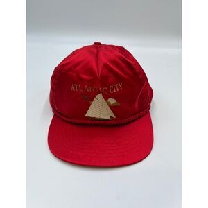 Vintage Red Atlantic City Red Snapback hat cap 80s 90s Y2K